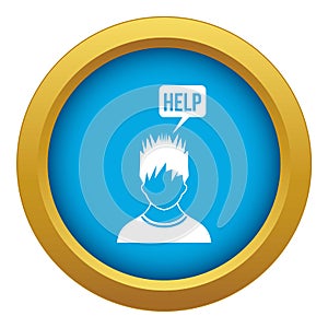 Man needs help icon blue vector isolated