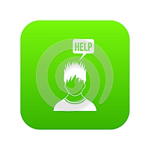 Man needs help icon digital green