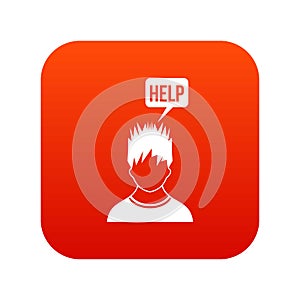 Man needs help icon digital red