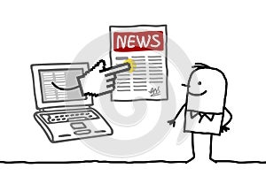 Man with news online