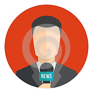 Man newsreader with microphone vector icon in circle