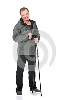 Man with Nordic walking poles