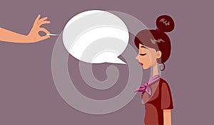 Man Not Letting a Woman to Voice her Opinions Vector Illustration