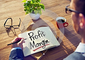 Man with a Note and a Word Profit Margin photo