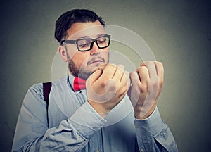 Man obsessed with clean hands