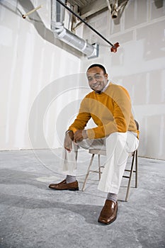 Man in office space ready for buildout