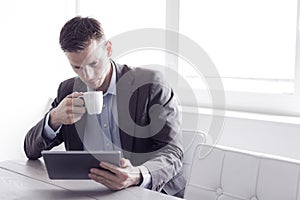 Man on the office using tablet pc