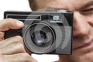 Man with old camera