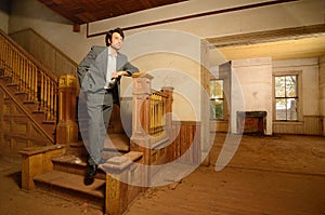 Man in old fashioned interior