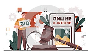 Man with online auction vector