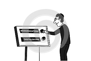 Man oparating machine vector illustration