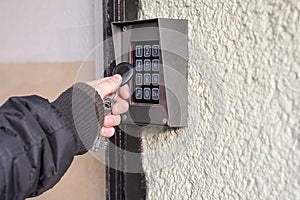 Man open the door with NFC tag
