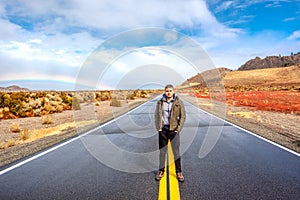 Man at open highway