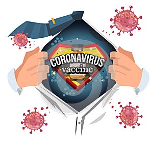 A man open his shirt to show ``Coronavirus Vaccine