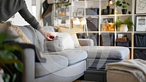 Man opens couch while moving into new home