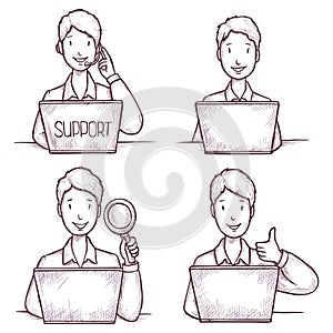 Man operator work in technical support service