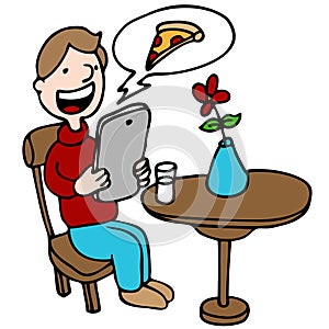 Man Ordering Pizza With His Digital Device