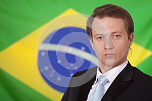 Man over brazilian flag