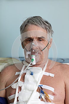 Man with oxygen mask