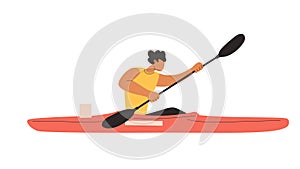 Man paddling on sprint kayak K1. photo