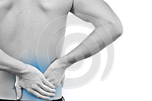 man with pain in a back