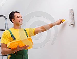 Man painting the wall in DIY concept