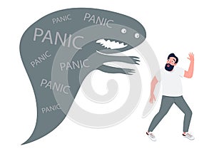 Man with panic attack flat concept vector illustration