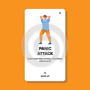 Man Panic Attack In Public Place Outdoor Vector