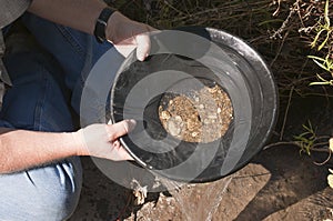 Man panning for gold photo