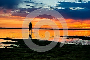 Man Panorama Wadden Sea