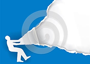 Man paper silhouette ripping Paper background