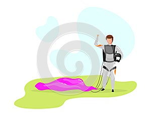 Man with parachute flat vector illustration