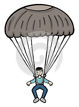 Man with parachute, illustration, vector