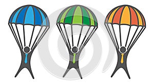 Man on Parachute on white background