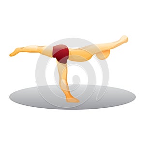 man paracticing yoga in balancing stick pose. Vector illustration decorative design