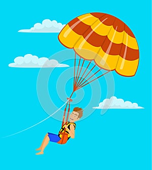 Man parasailing in the sky