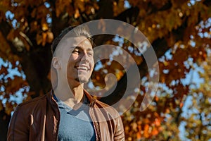 Man in a park, in autumn