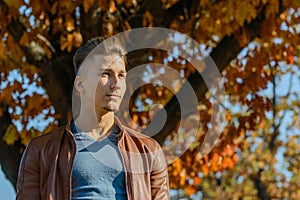 Man in a park, in autumn