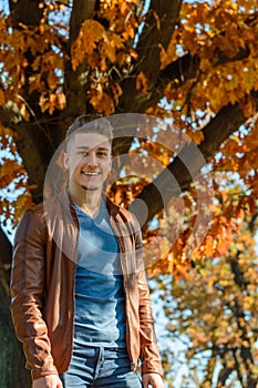 Man in a park, in autumn