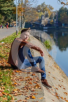 Man in a park, in autumn