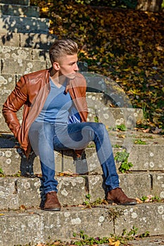 Man in a park, in autumn