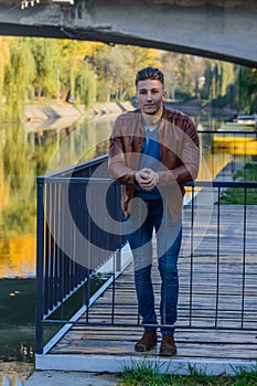 Man in a park, in autumn