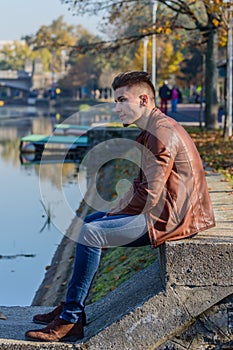 Man in a park, in autumn