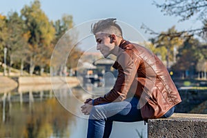 Man in a park, in autumn