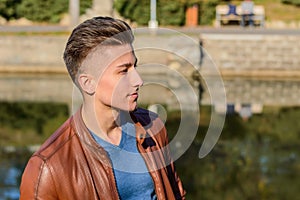 Man in a park, in autumn