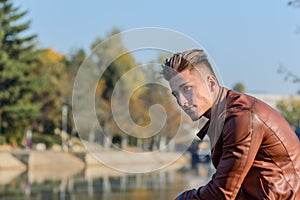 Man in a park, in autumn