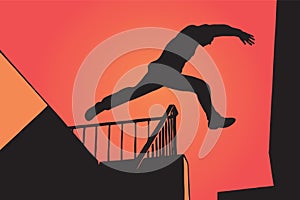 Man in Parkour Jumping