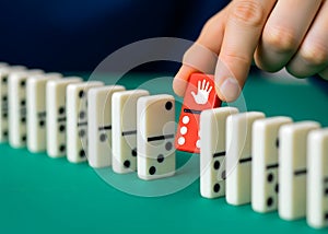 The man pauses in the process. Take a break and technical works. Make a stop to evaluate the results.