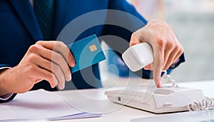 Man paying with credit card online