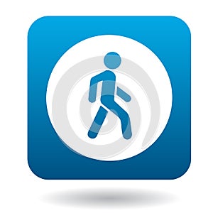 Man on a pedestrian crossing icon, simple style